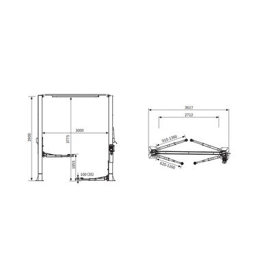 4500kg Two-Post Lift: 1855mm Height, Rubber Guards+Single-Lock for Heavy SUV/Truck Repair